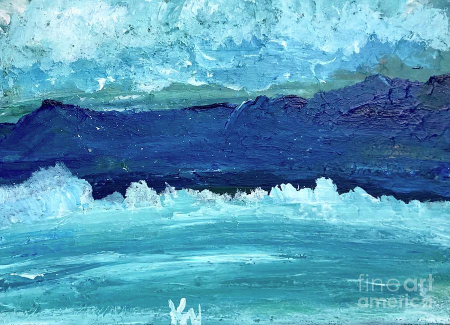Big Island Night Waves Painting by Karen Nicholson