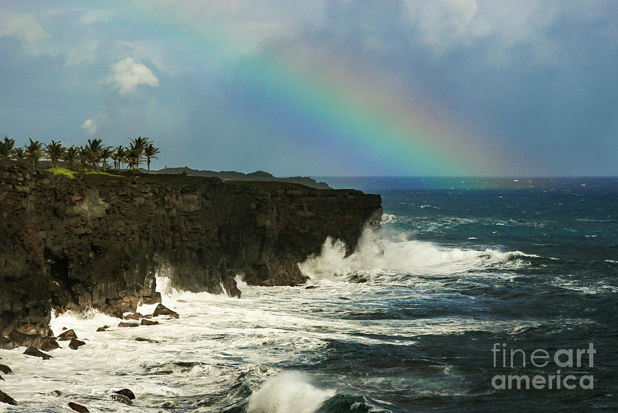Tree Photograph - Rainbow over the Big Island by Nancy Gleason