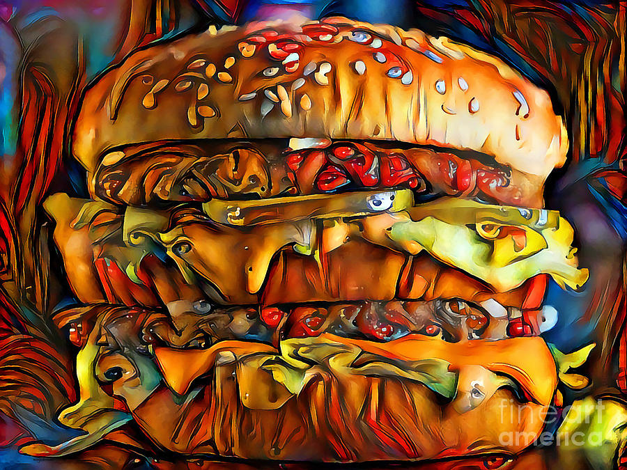 Big Mac Hamburger Two All Beef Patties in Contemporary Vibrant Happy Color Motif 20200503 Photograph by Wingsdomain Art and Photography