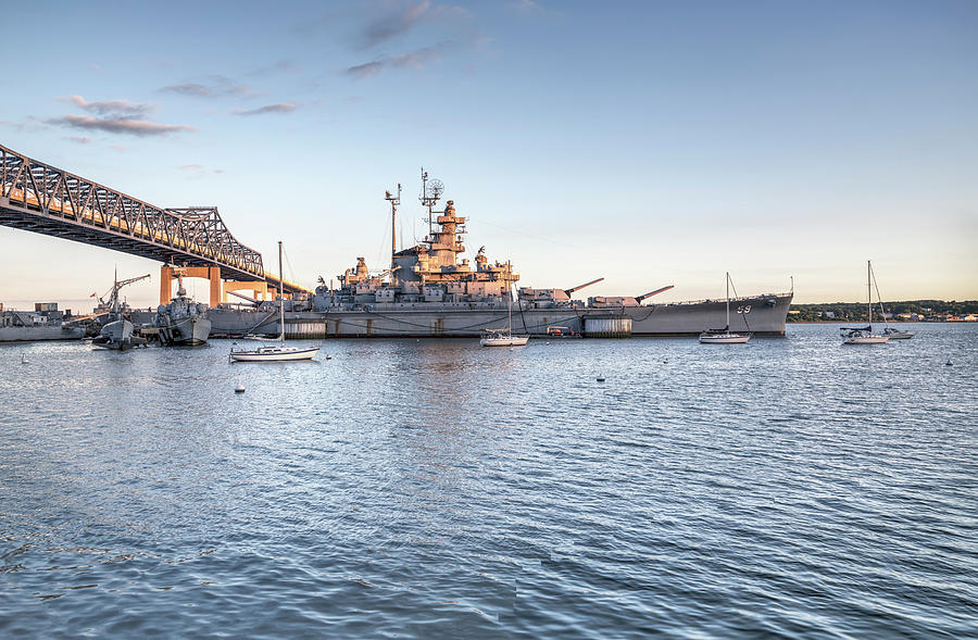 Big Mamie USS Massachusetts at Sunrise Photograph by Andrew Pacheco
