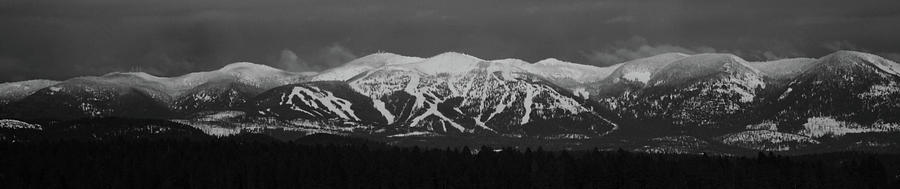 Winter Photograph - Big Mountain in Black and White by Whispering Peaks Photography