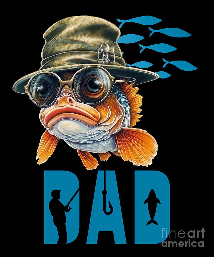 Big Mouth Bass Fishing Dad, Dad Loves Fishing Bass Digital Art by Heidi  Joyce - Pixels