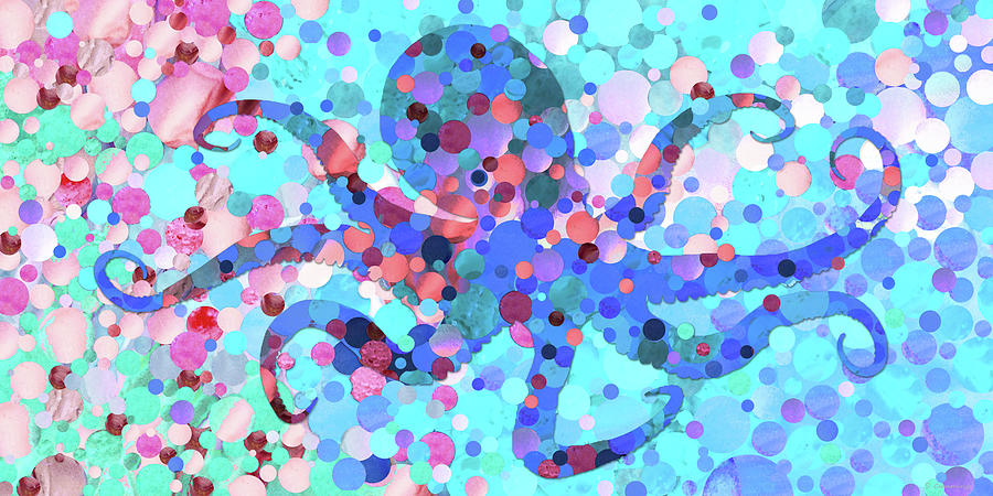 Big Octopus - Colorful Beach Fish Art Painting by Sharon Cummings