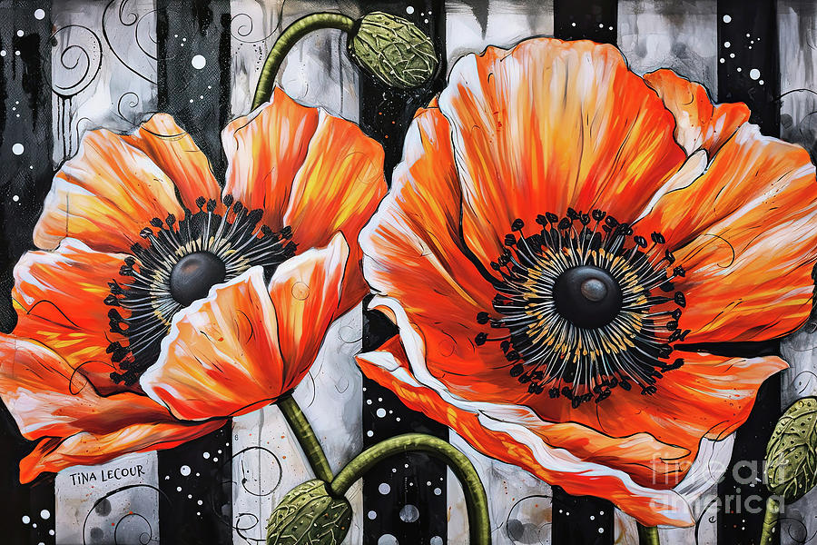 Big Orange Poppies Painting by Tina LeCour