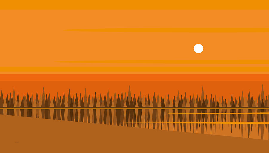 Big Orange Sunset Digital Art by Val Arie