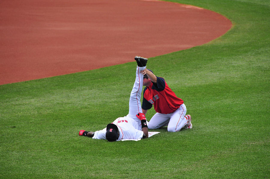 Boston Red Sox Photograph - Big Papi Stretches Out by Mike Martin