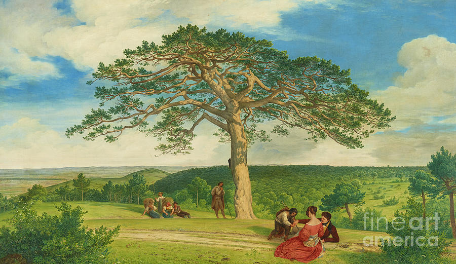 Big pine in Bruhl valley near Moding, 1838 Painting by Ludwig Ferdinand Schnorr von Carolsfeld