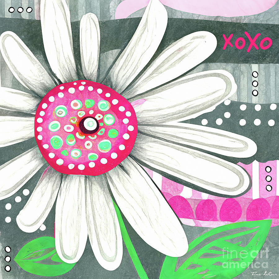 Big Pink And White Daisy Painting by Tina LeCour