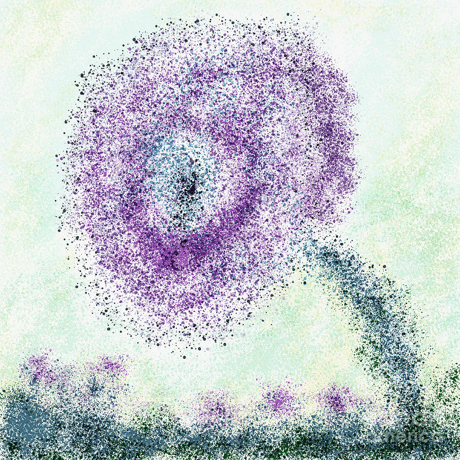 Big Purple Puffy Flower Abstract Digital Art by Bentley Davis