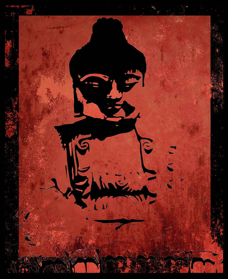 Big Red Buddha Rectangle Format Mixed Media by Kandy Hurley