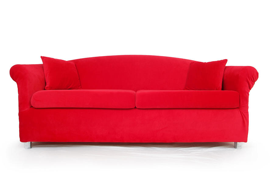 Big Red Couch on a White Background Photograph by Stephanie Phillips