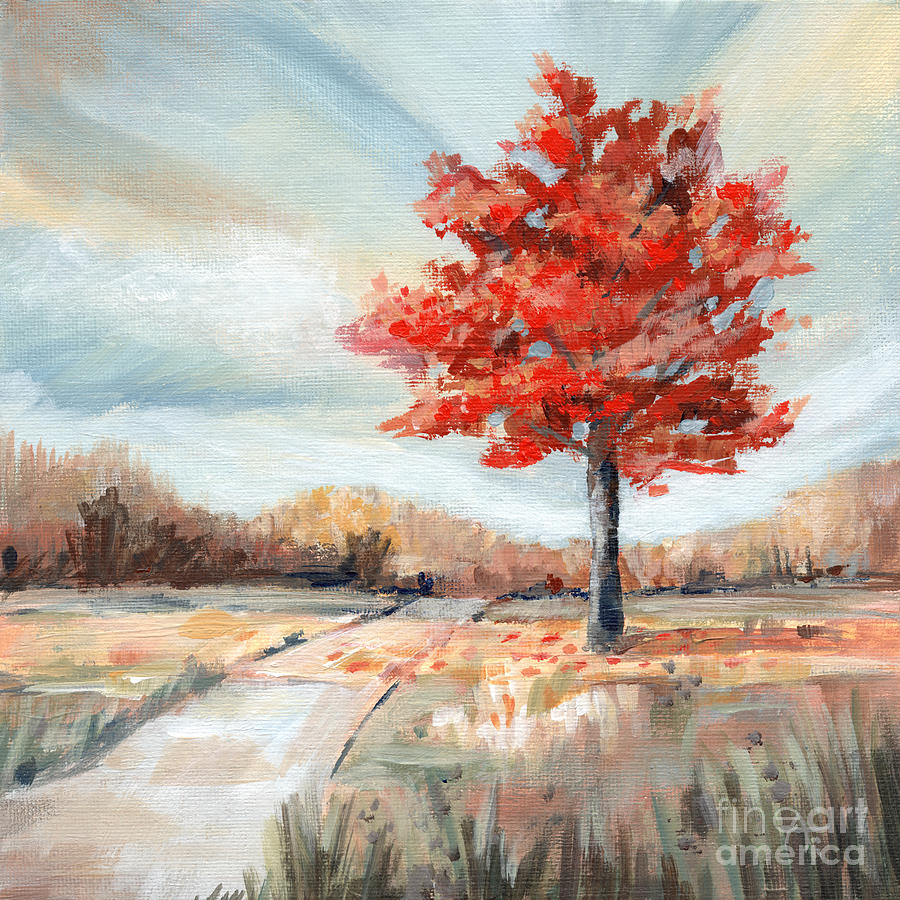 Big Red - Fall Landscape painting Painting by Annie Troe