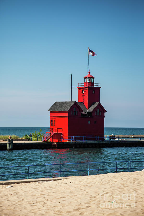 Architecture Photograph - Big Red Lighthouse at Holland Harbor by Scott Pellegrin