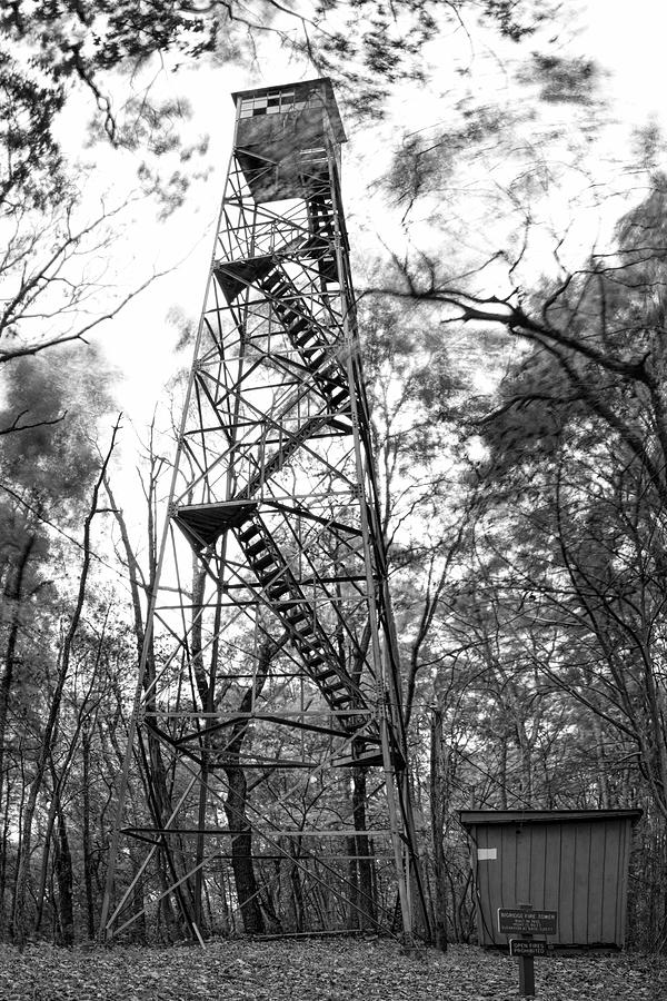 Big Ridge Fire Tower in Black and White Photograph by Carolyn Hutchins