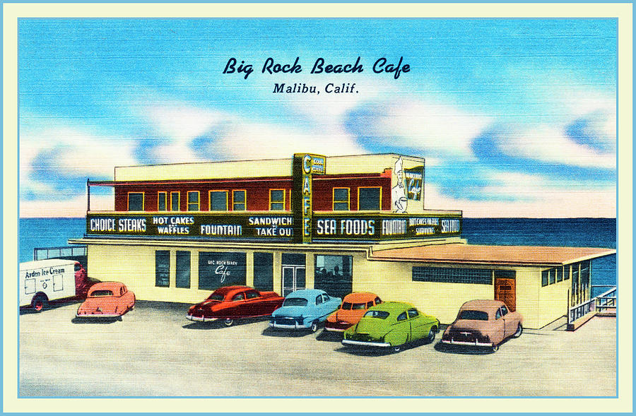 Vintage Photograph - Big Rock Beach Cafe Malibu California Vintage Retro Travel  by Carol Japp
