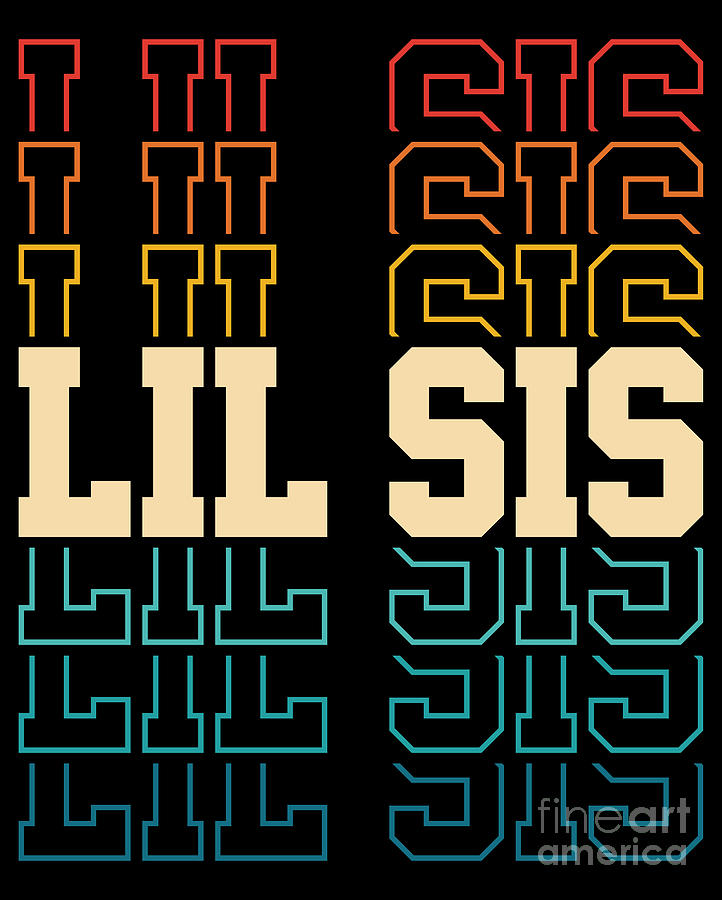 Baby Shower Digital Art - Lil Sis Retro Sunset Onesie, Lil Sis Onesie, Little Sis T-shirt, Big Sis Tshirt, Baby Announcement by Mounir Khalfouf