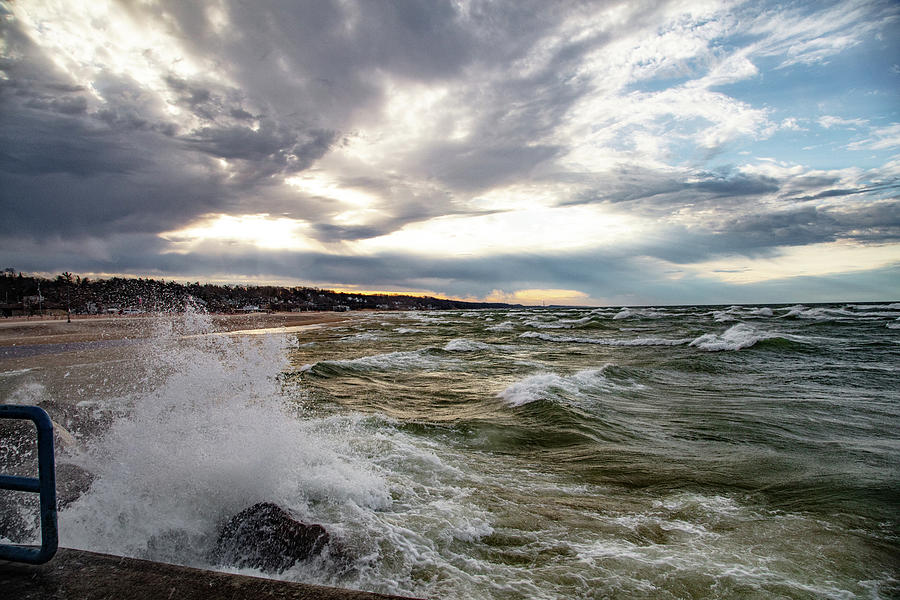 Big Sky and Big Wave at Grand Haven Michigan Photograph by Eldon McGraw