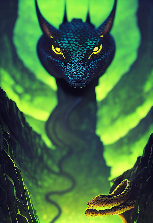 Big Snake Portrait In A Cave Full Body Shot Serpent Face Snake Face