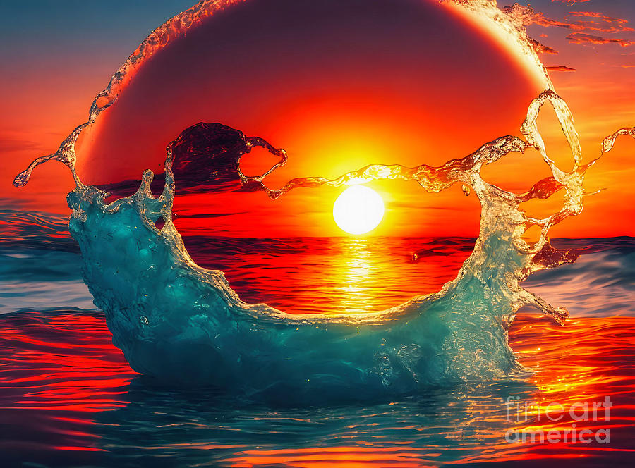 Big Splash at Sunset by Kaye Menner Digital Art by Kaye Menner