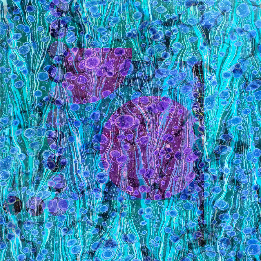 Big Square Abstract in Blue and Pink Mixed Media by Lorena Cassady