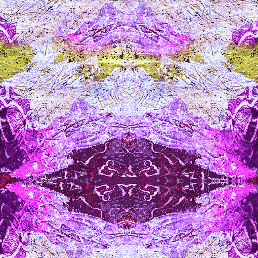 Big Square Abstract Magenta White and Gold Mixed Media by Lorena Cassady