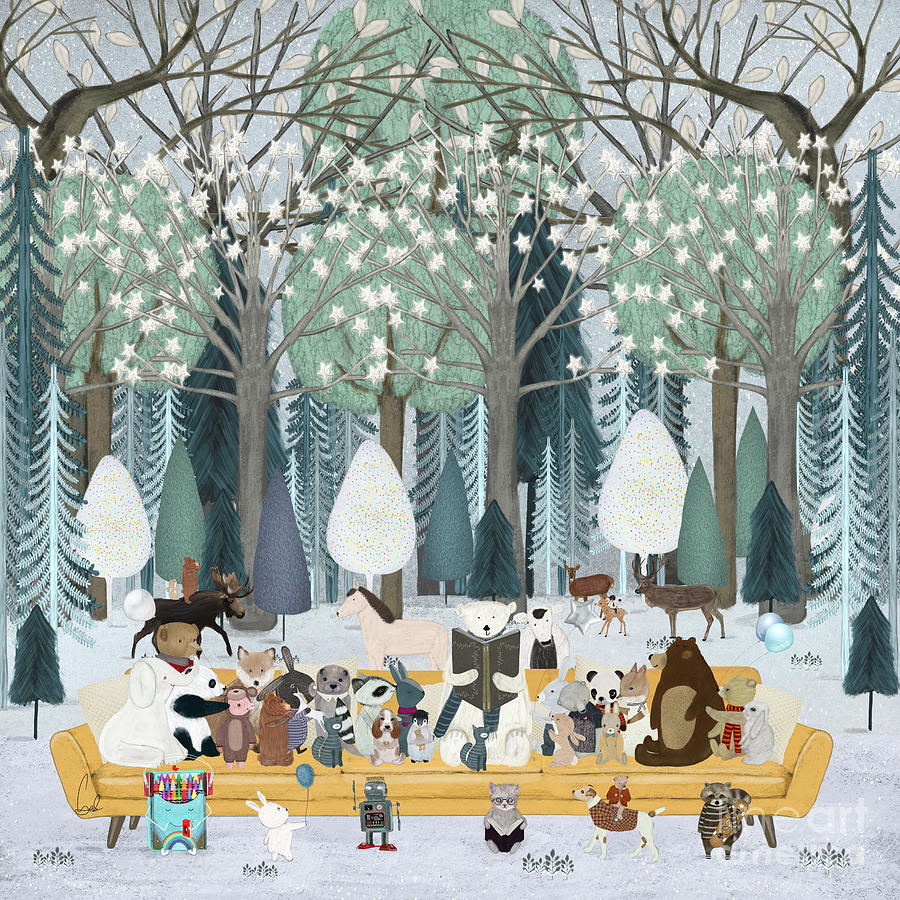 Woodland Animals Painting - Big Story Time by Bri Buckley