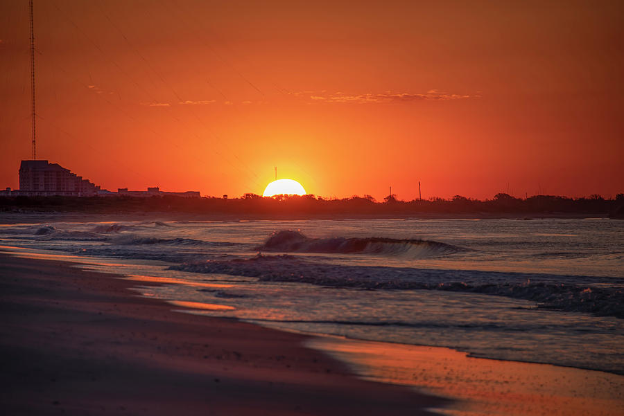 Big Sun on the Beach at Sunrise - Cape May Photograph by Bill Cannon
