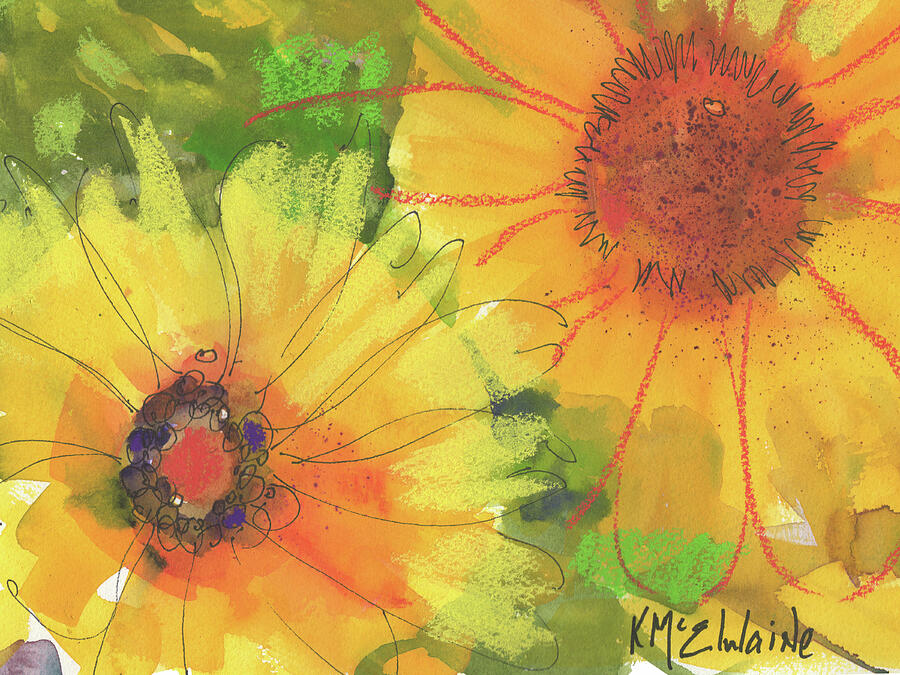Whimsical Painting - BIG Sunflowers FL131 By Kathleen McElwaine by Kathleen McElwaine Whimsical Painting - BIG Sunflowers FL131 By Kathleen McElwaine by Kathleen McElwaine