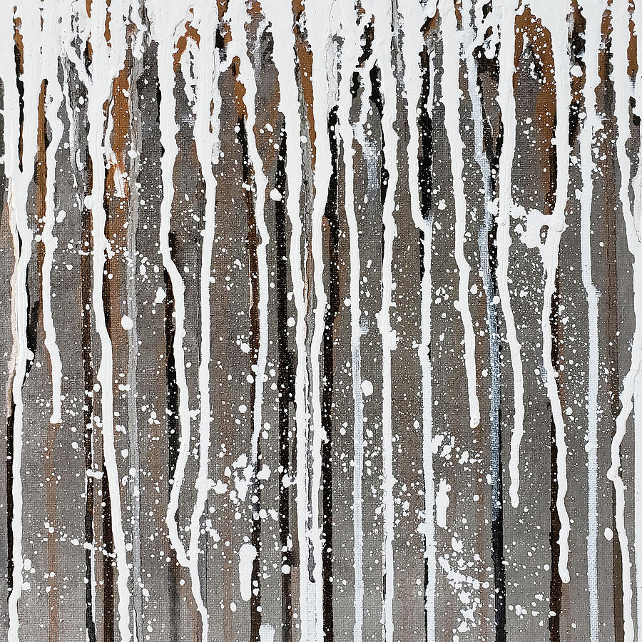 BIG TEXAS FREEZE Ice Drip in White and Brown Painting by Lynnie Lang