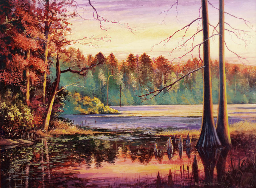 Big Thicket Swamp Painting by Randy Welborn