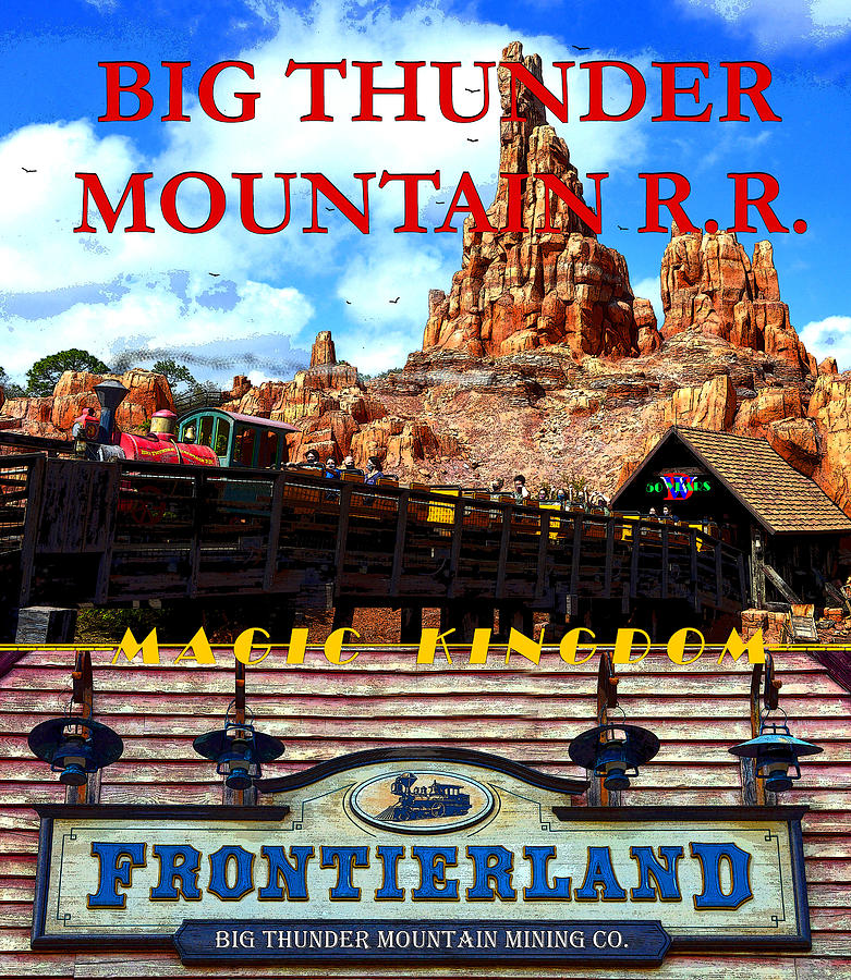 Train Mixed Media - Big Thunder Mountain Railroad WDW 50th poster C by David Lee Thompson