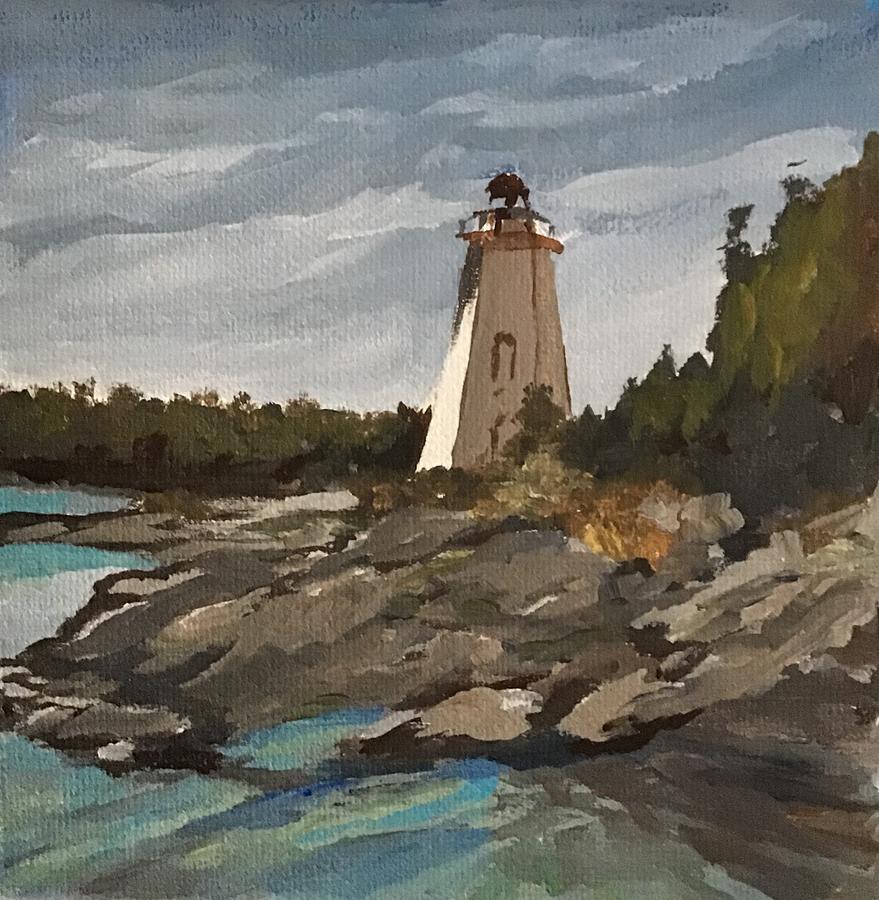 Tobermory Painting - Big Tub Lighthouse by Liz Lasky