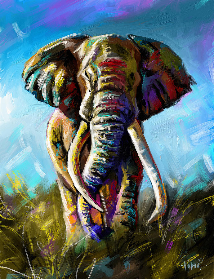 Big Tusker Painting by Anthony Mwangi