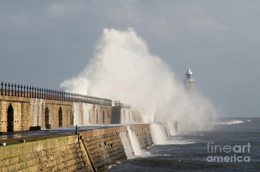 Big wave Tynemouth pier Photograph by Bryan Attewell