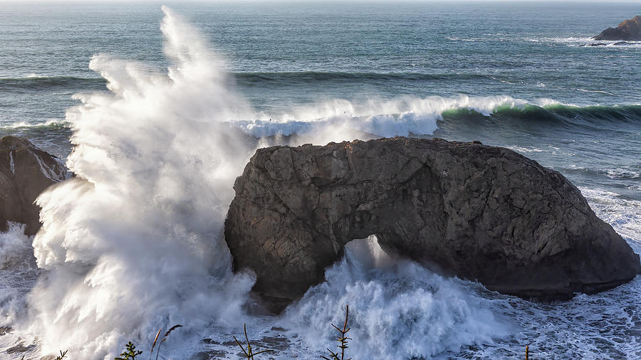 Big Waves at Arch Rock Photograph by Belinda Greb
