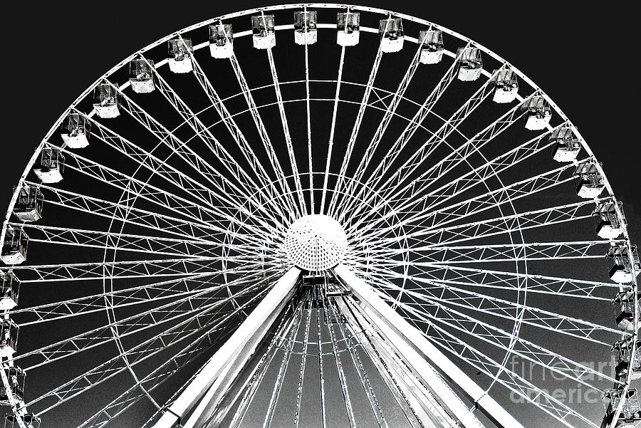 Big Wheel Ferris Wheel in White on Black Photograph by Regina Geoghan
