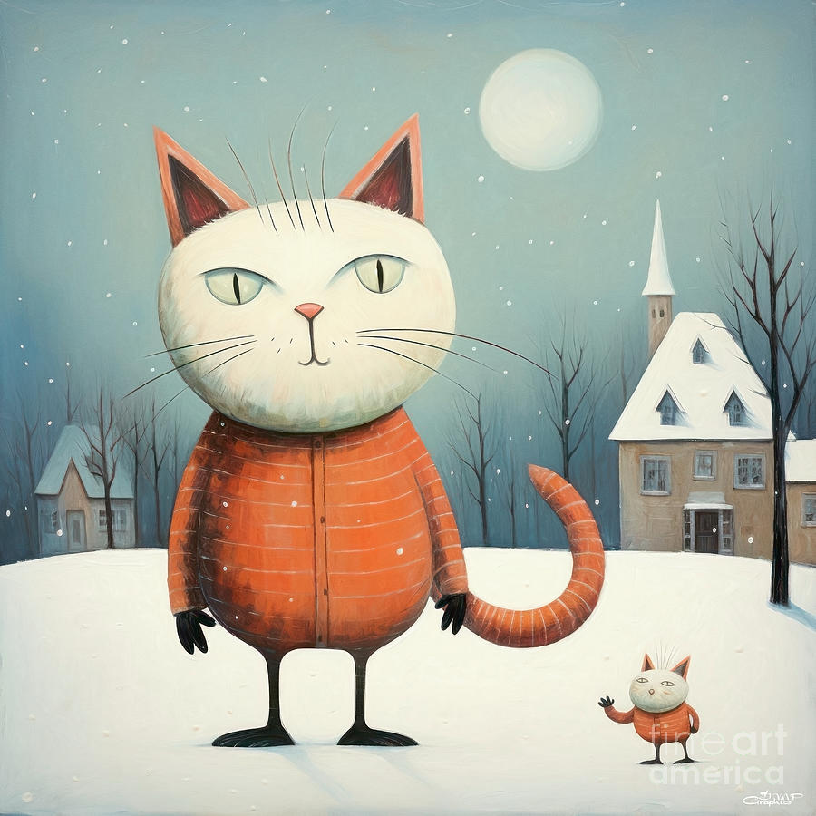 Big Winter Cat Digital Art by Jutta Maria Pusl