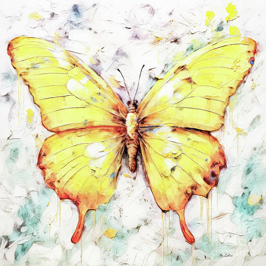 Big Yellow Butterfly Painting by Tina LeCour - Fine Art America
