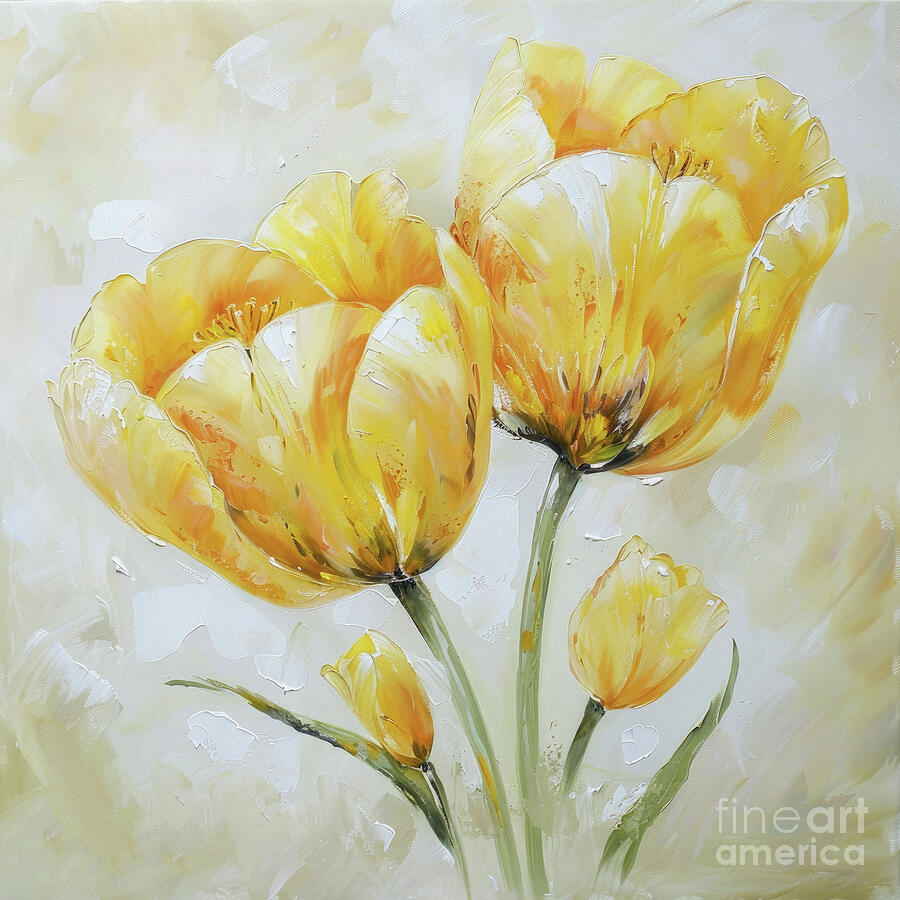Big Yellow Tulips Painting by Tina LeCour