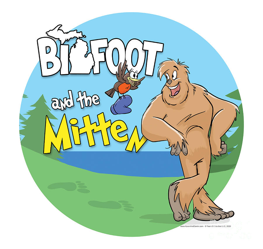 Bigfoot Drawing - Bigfoot and the Mitten by Darrin Brege