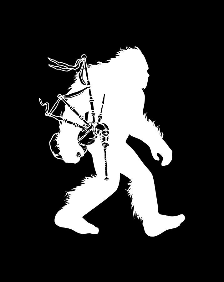 Bigfoot Bagpipes Irish Cryptid Scottish Sasquatch Bagpiper Digital Art ...