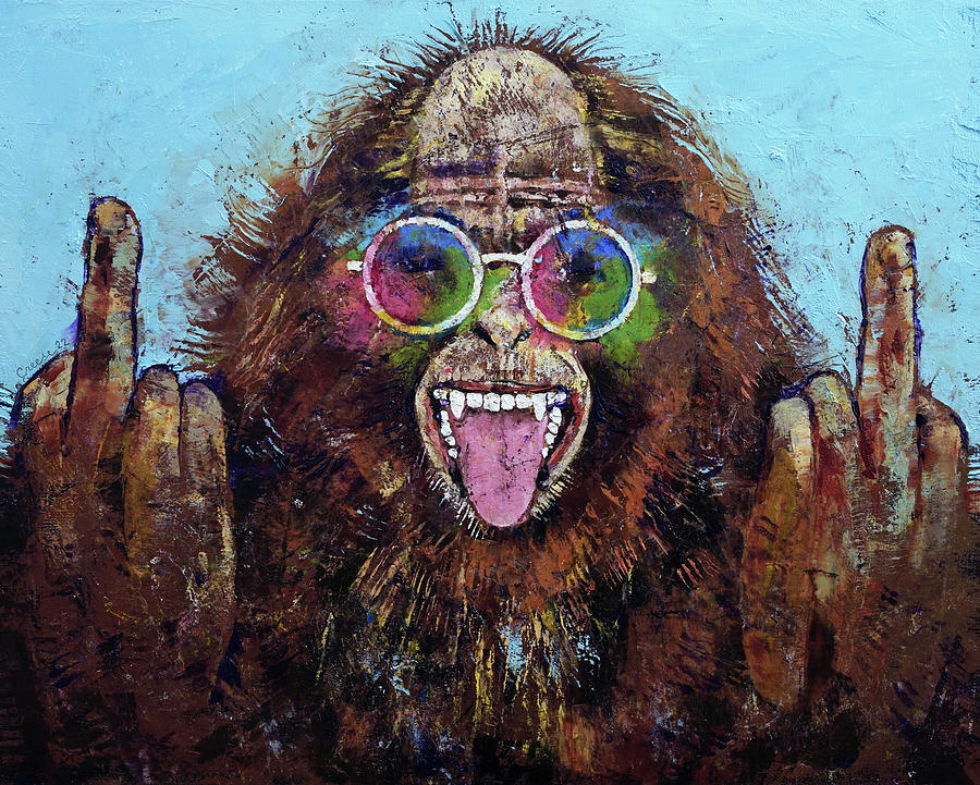 Bigfoot Double Bird Painting by Michael Creese