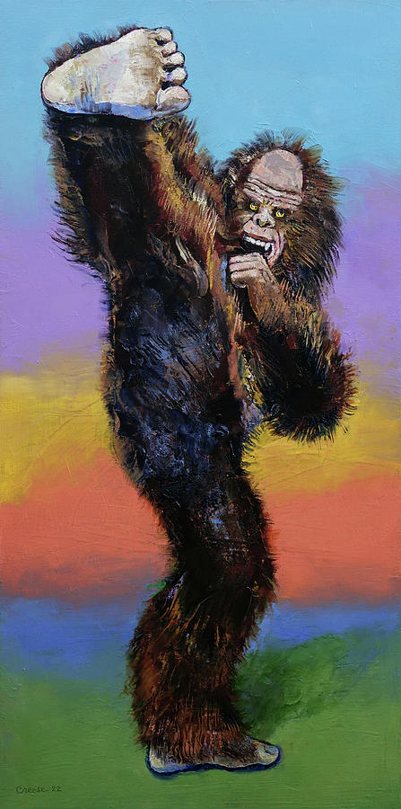 Bigfoot Karate Painting by Michael Creese