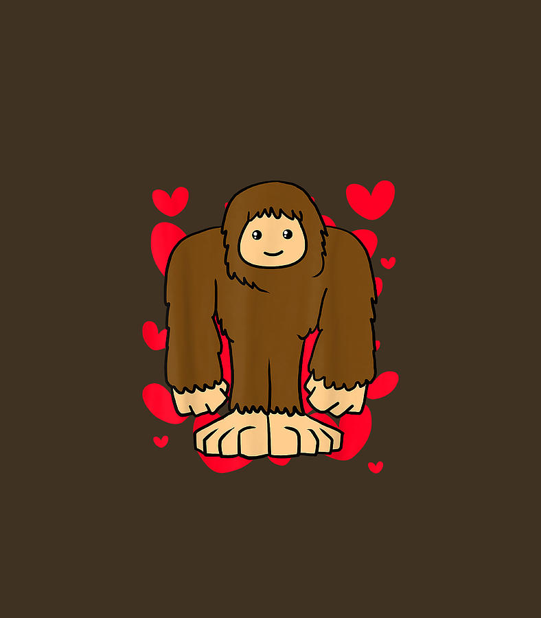 Bigfoot Love Valentines Day Cute Hearts Romantic Holiday Digital Art by ...