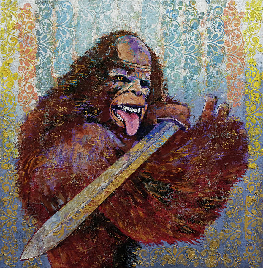 Bigfoot Samurai Painting by Michael Creese