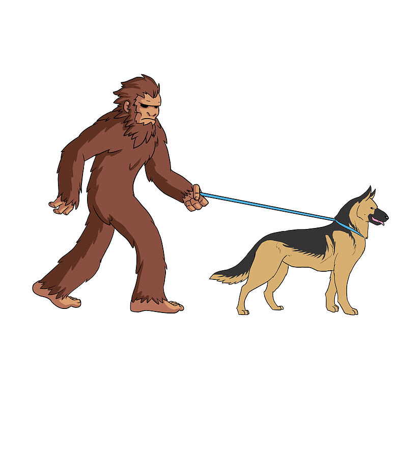 Bigfoot Sasquatch Walking German Shepherd Digital Art by Jeff Chen Pixels