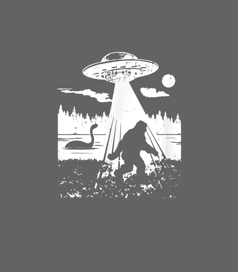 Bigfoot UFO Abduction Funny Sasquatch Aliens Cryptozoology Digital Art ...