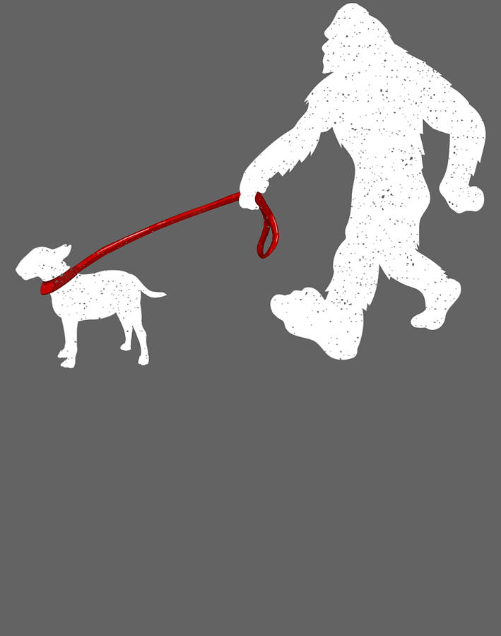 Bigfoot Walking With Bull Terrier Dog Digital Art by Bong Nhan Phan ...