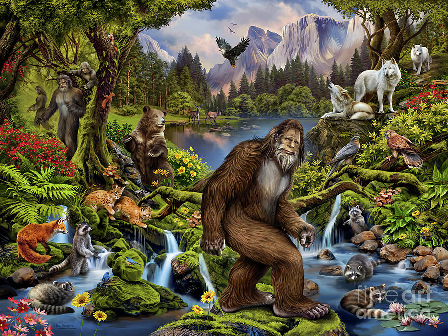 Wolves Painting - Bigfoot World by Eva Nikolskaya