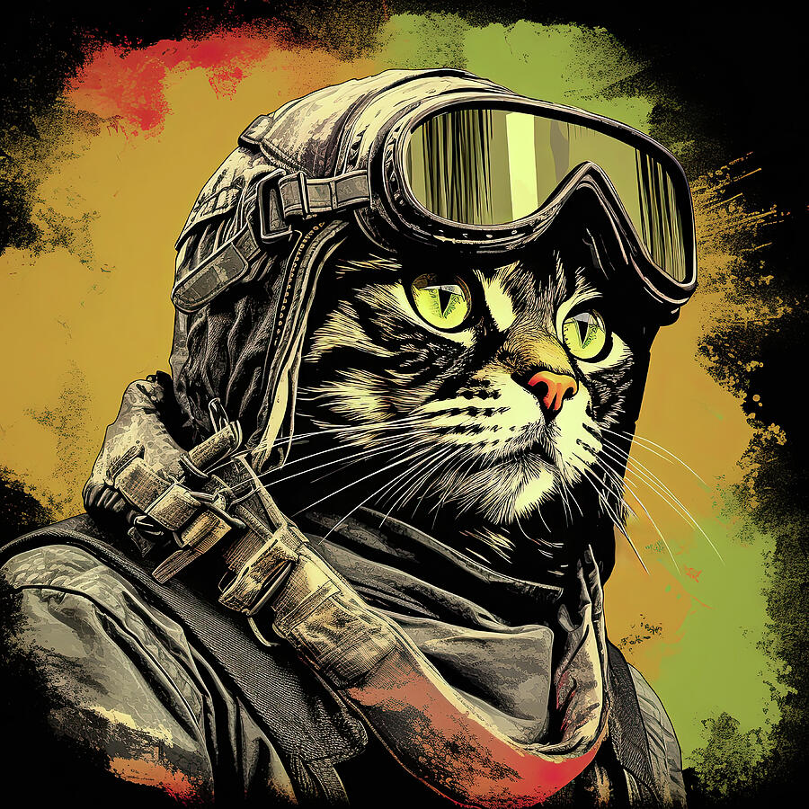 Goggle Digital Art - Biggles the Cat by Harold Ninek